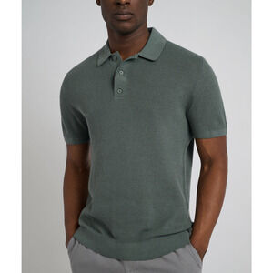 Onia Cotton Textured Knit Polo in Agave Green Size XL XLARGE